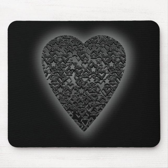 Tapis De Souris Coeur noir. Conception modelée de coeur (Devant)