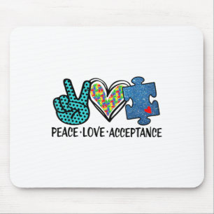 Tapis De Souris Coeur Paix Amour Acceptation _ Autisme Santé menta