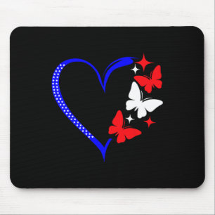 Tapis De Souris Coeur patriotique Usa 4 juillet avec rouge blanc m