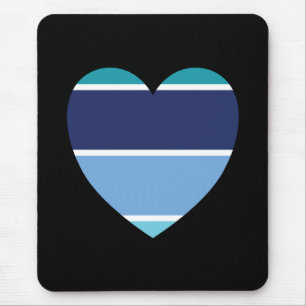 Tapis De Souris Coeur rayé bleu
