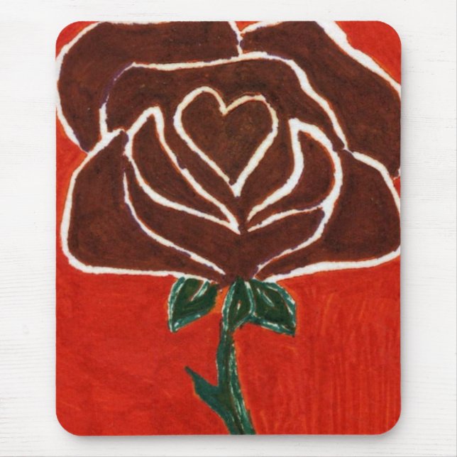 Tapis De Souris "Coeur Rose #7" Mousepad floral (Devant)