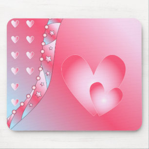 Tapis De Souris Coeur rose et blanc