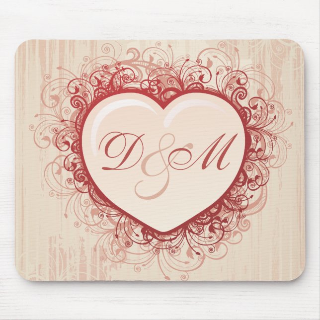 Tapis De Souris Coeur rose Grunge (Devant)