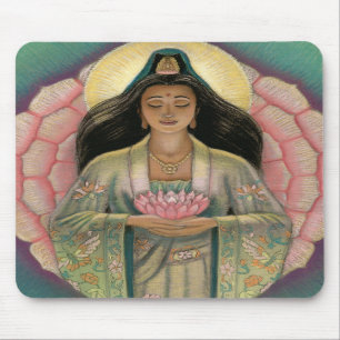 Tapis De Souris Coeur rose" Mousepad de Kuan Yin "Lotus