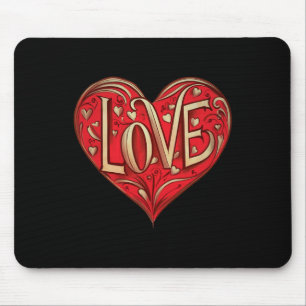 Tapis De Souris Cœur rouge avec texte qui dit Saint Valentin amour
