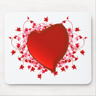 Tapis De Souris Coeur rouge brillant