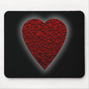 Tapis De Souris Coeur rouge-foncé. Conception modelée de coeur