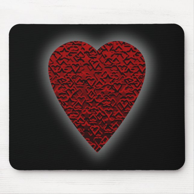 Tapis De Souris Coeur rouge-foncé. Conception modelée de coeur (Devant)