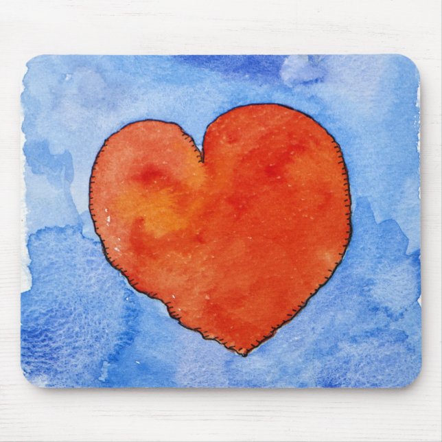 Tapis De Souris Coeur rouge sur le bleu 2011 (Devant)