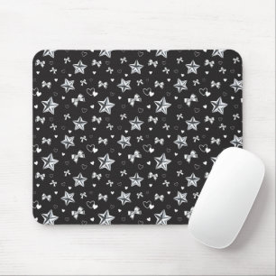 Tapis De Souris Cœur Ruban Argenté Esthétique Sombre Y2K Coquette
