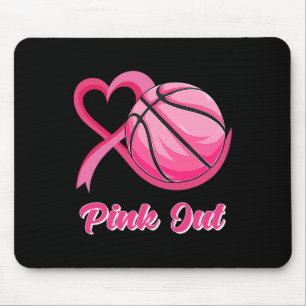 Tapis De Souris Coeur Ruban Basketball Rose Out Cancer du sein Awa