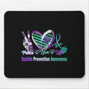 Tapis De Souris Coeur Ruban Rose Paix Amour Santé mentale Suicide