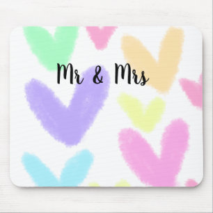 Tapis De Souris Cœur simple style de texte minimal mariage M & Mme