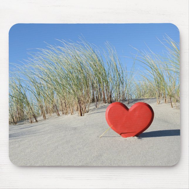 Tapis De Souris Coeur sur la plage (Devant)