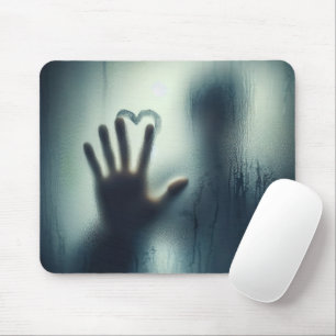 Tapis De Souris Coeur Tiré À La Main Sur Verre Humide