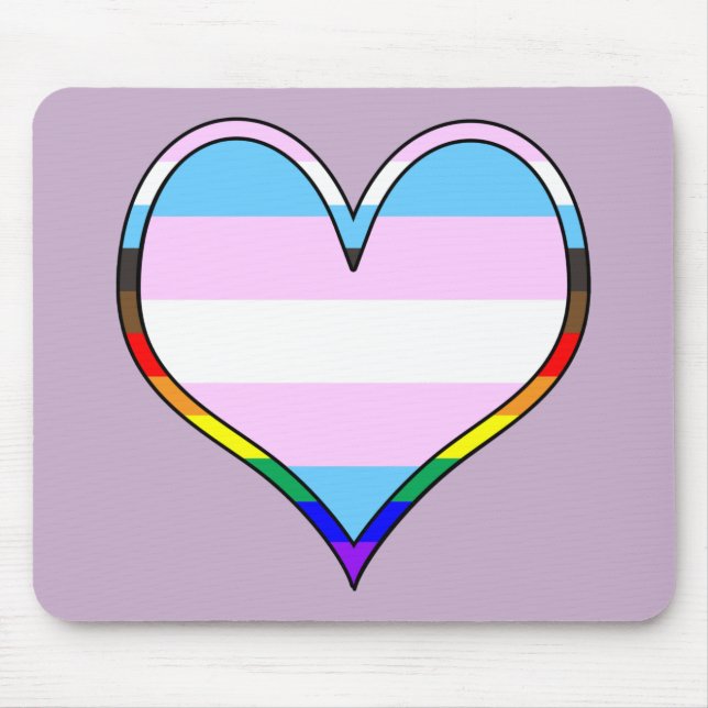 Tapis De Souris Coeur Trans Pride (Devant)