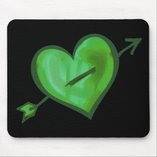 Tapis De Souris Coeur vert avec la flèche