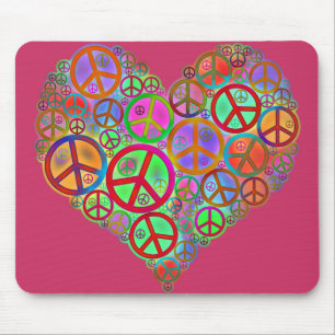 Tapis De Souris Coeur vintage d'amour de paix