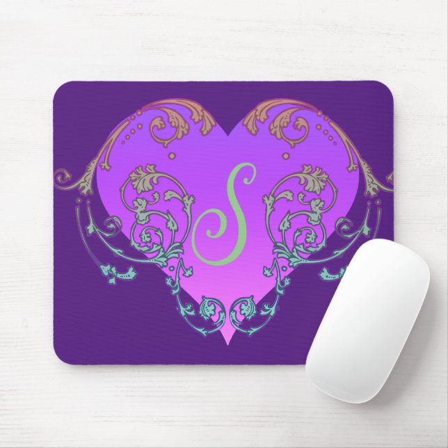 Tapis De Souris Coeur violet élégant et romantique avec de la pros (Avec souris)