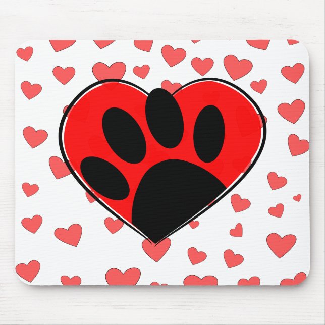 Tapis De Souris Coeurs Amoureux de les chiens partout (Devant)