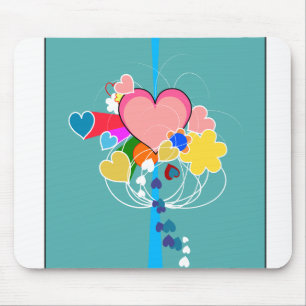 Tapis De Souris Coeurs avec rayons bleus