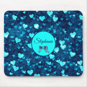 Tapis De Souris Coeurs bleus vifs