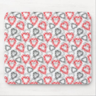 Tapis De Souris Cœurs brisés en rouge et gris sur fond blanc