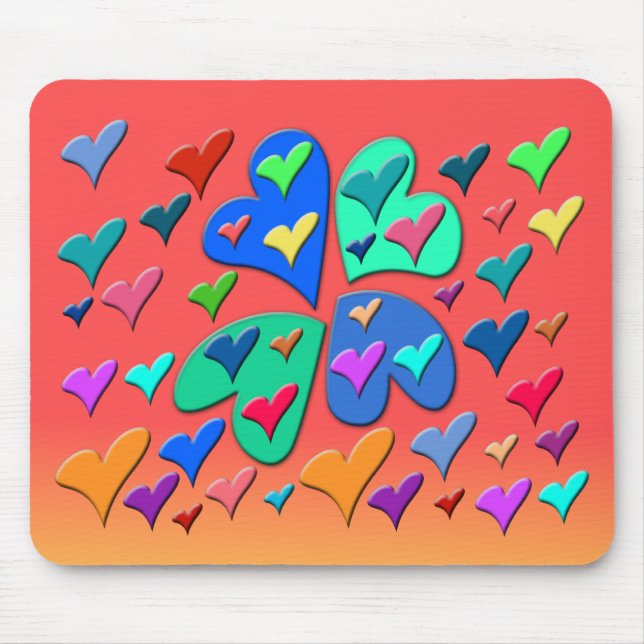 Tapis De Souris Coeurs colorés (Devant)
