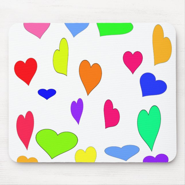 Tapis De Souris Coeurs colorés Mousepad (Devant)