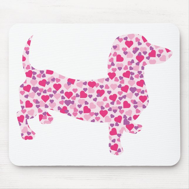 Tapis De Souris Coeurs Dachshund (Devant)