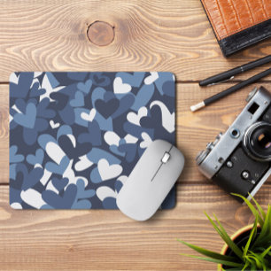 Tapis De Souris Coeurs de camo bleu   Camo Hearts Mousepad