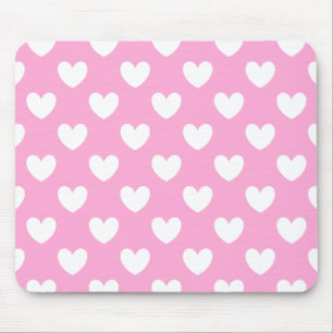 Tapis De Souris Coeurs de polka blanc sur Cotton Candy rose