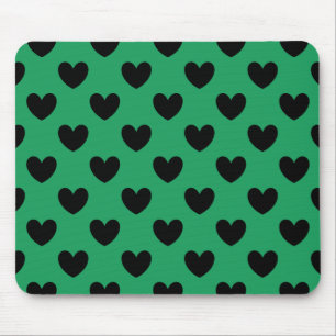 Tapis De Souris Coeurs de polka noir sur Kelly green