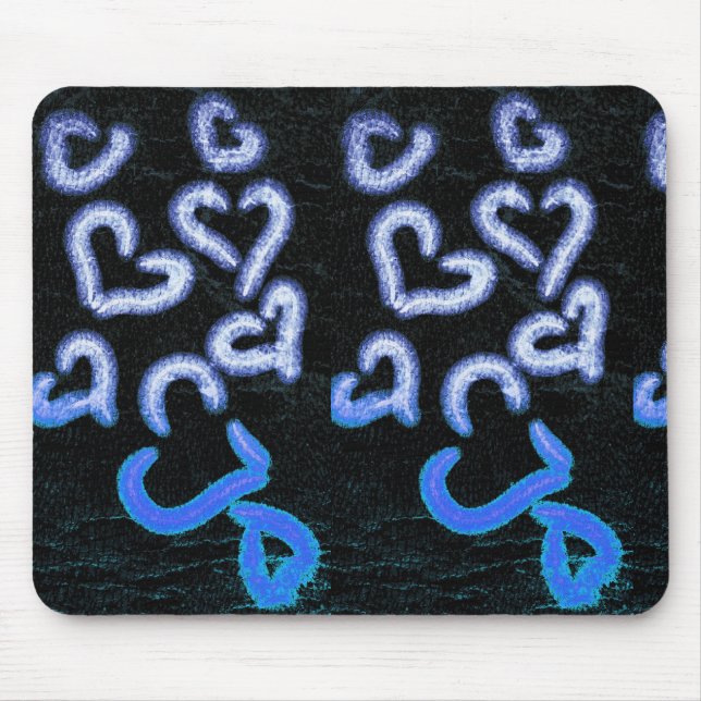 Tapis De Souris Coeurs dévêtus Bleu (Devant)