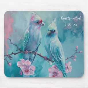 Tapis De Souris Coeurs d'oiseaux turquoise United Mousepad