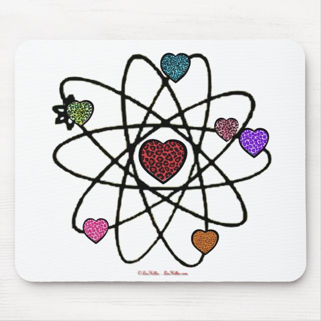 Tapis De Souris Coeurs Empreintes de léopard de Valentine atomique (Devant)