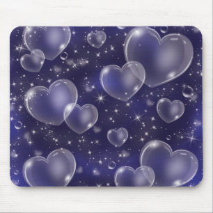Tapis De Souris Cœurs en bulle bleue Design mignon et féminin de s
