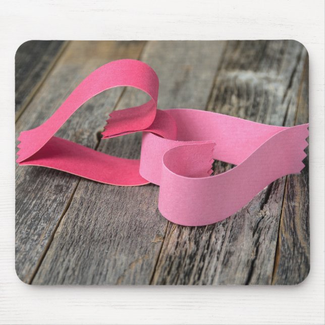 Tapis De Souris Coeurs en papier sur bois (Devant)