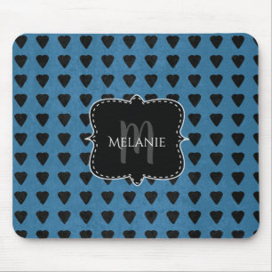 Tapis De Souris Coeurs Grunge Pad de la Souris Personnalisés Bleu 