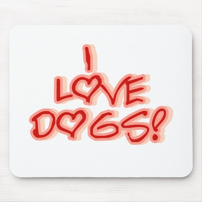 Tapis De Souris Coeurs I Love Chiens Tshirts et cadeaux (Devant)