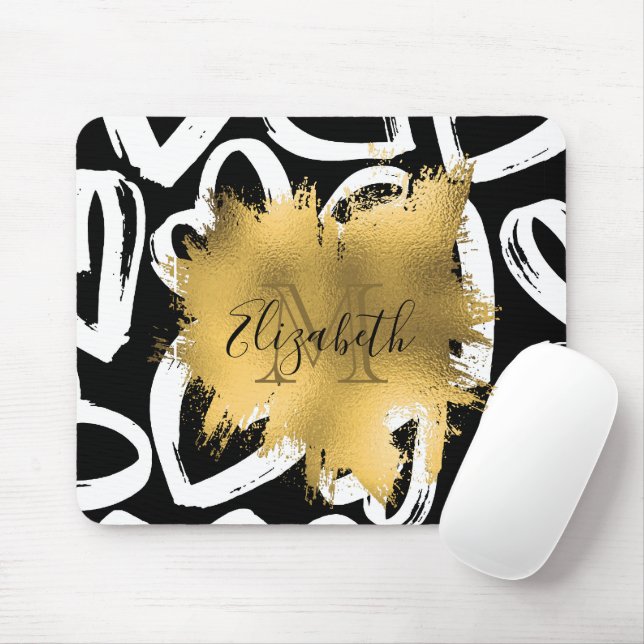 Tapis De Souris Coeurs Motif et Golden Foil (Avec souris)