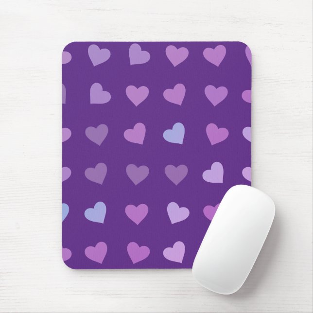 TAPIS DE SOURIS COEURS PASTEL PURPLE (Avec souris)