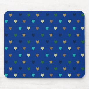 Tapis De Souris Cœurs polka aux tons de bleu paon