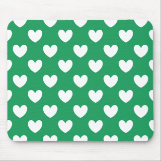Tapis De Souris Coeurs polka blanc sur Kelly green