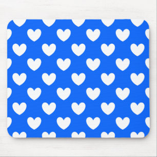 Tapis De Souris Coeurs polka blancs sur bleu