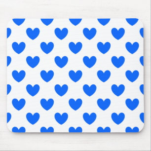 Tapis De Souris Coeurs polka bleu sur blanc