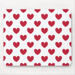 Tapis De Souris Coeurs polka rouge sur blanc