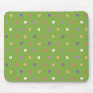 Tapis De Souris Coeurs Polka sur vert vert