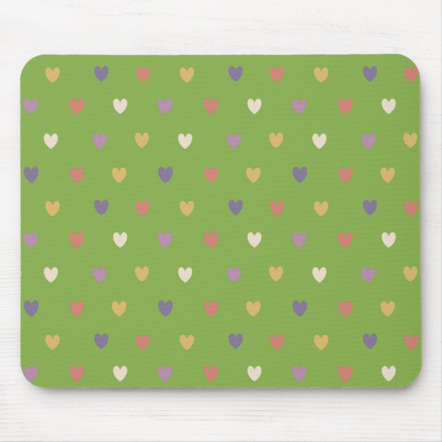 Tapis De Souris Coeurs Polka sur vert vert (Devant)