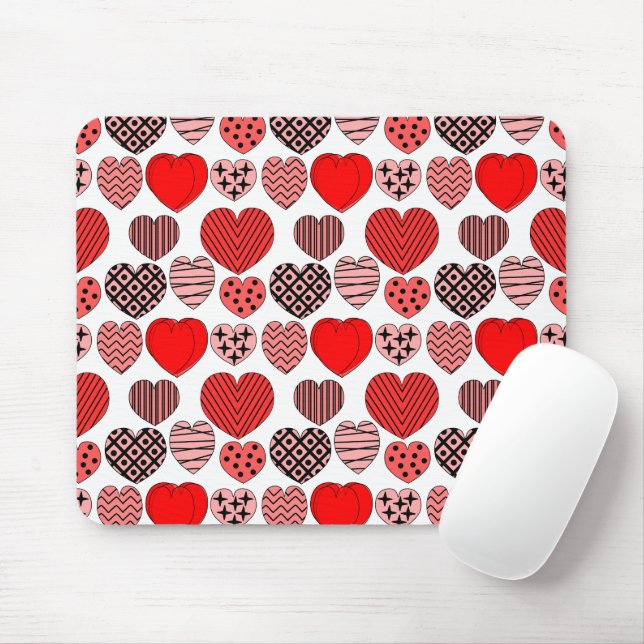 Tapis De Souris Coeurs répétitifs (Avec souris)